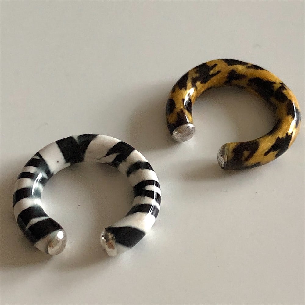 925 leopar desenli ear cuff
