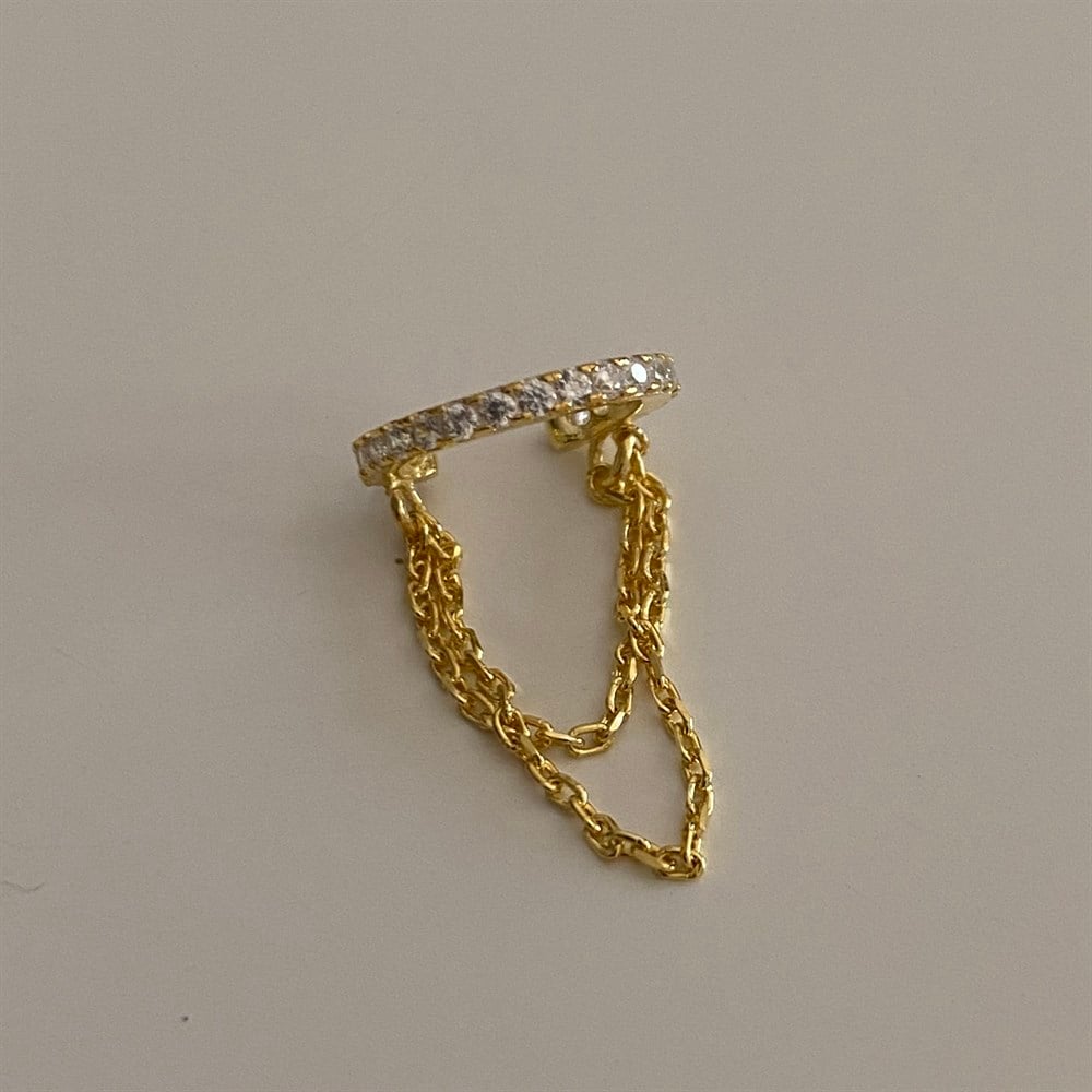 925 sallantılı zincirli taşlı halkalı ear cuff