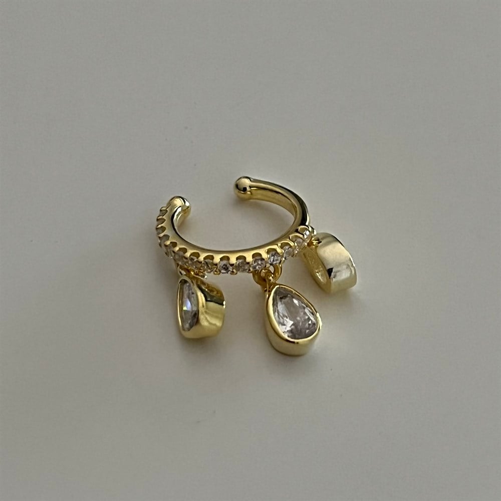 925 üç damla taşlı ear cuff