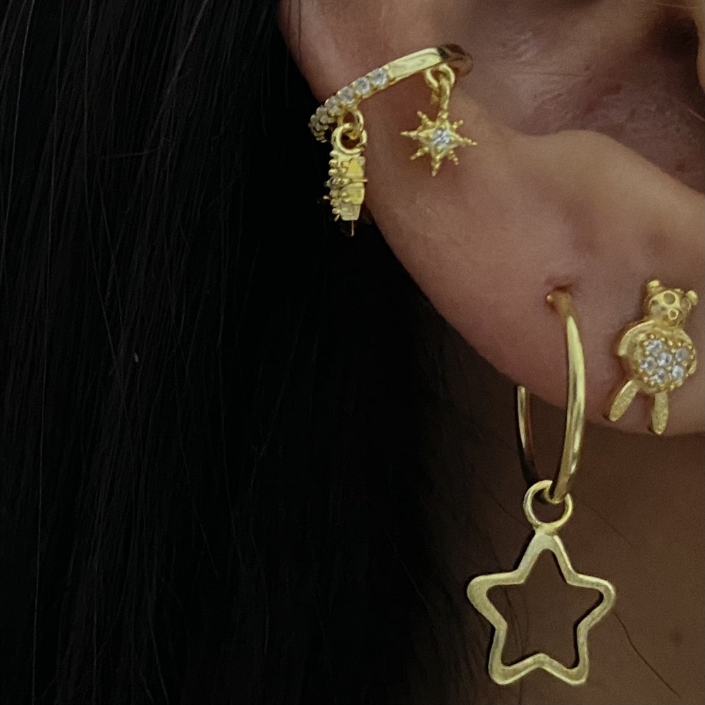 925 üç yıldızlı ear cuff