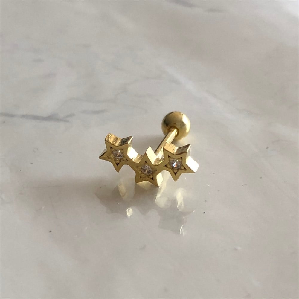 925 üç yıldızlı piercing küpe