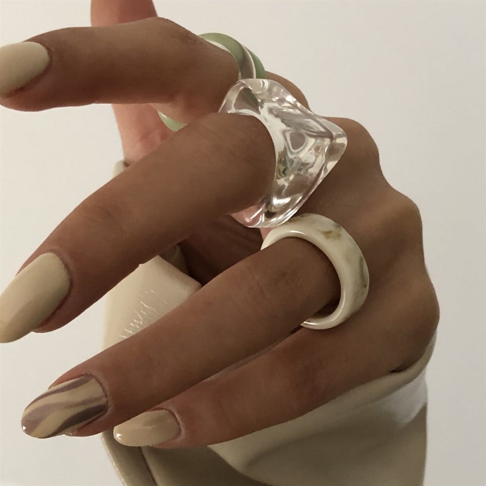 akrilik dikdörtgen şeffaf yüzük