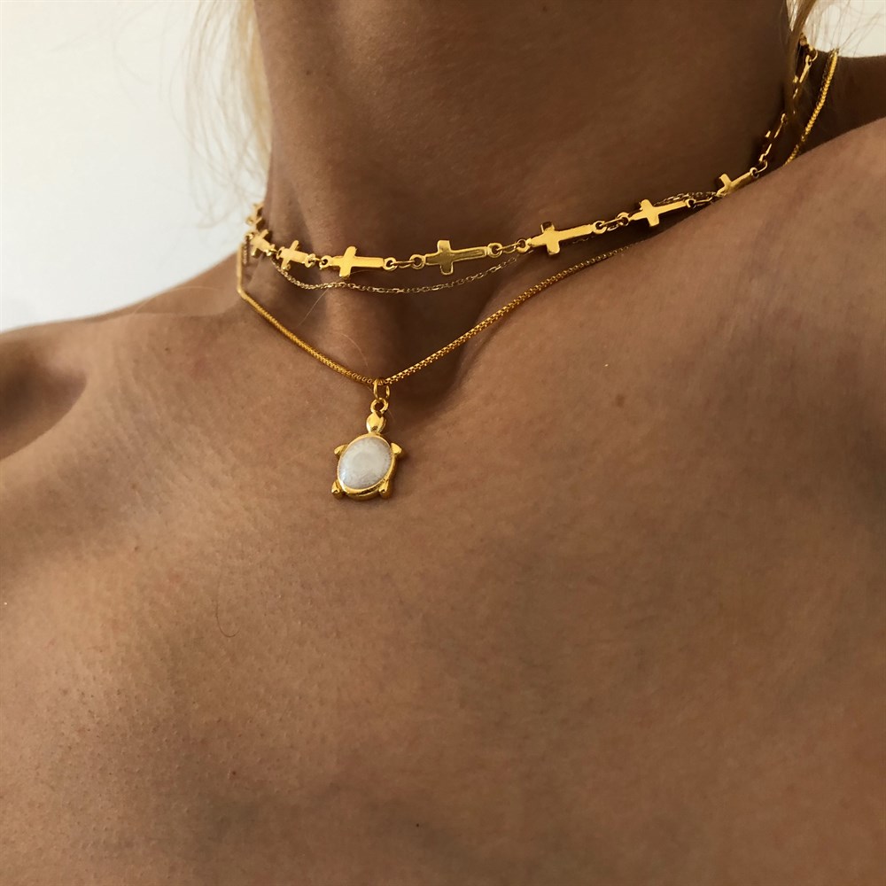 beyaz kaplumbağa kolye