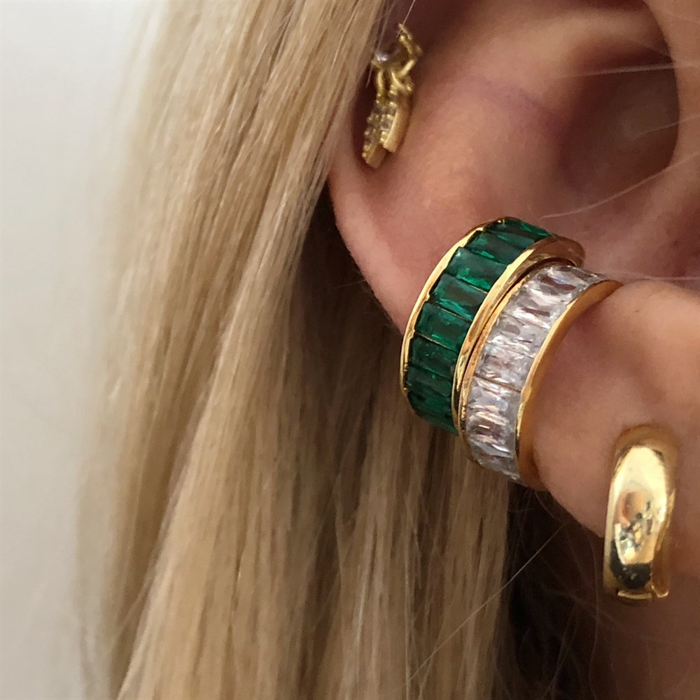 Beyaz taşlı ear cuff