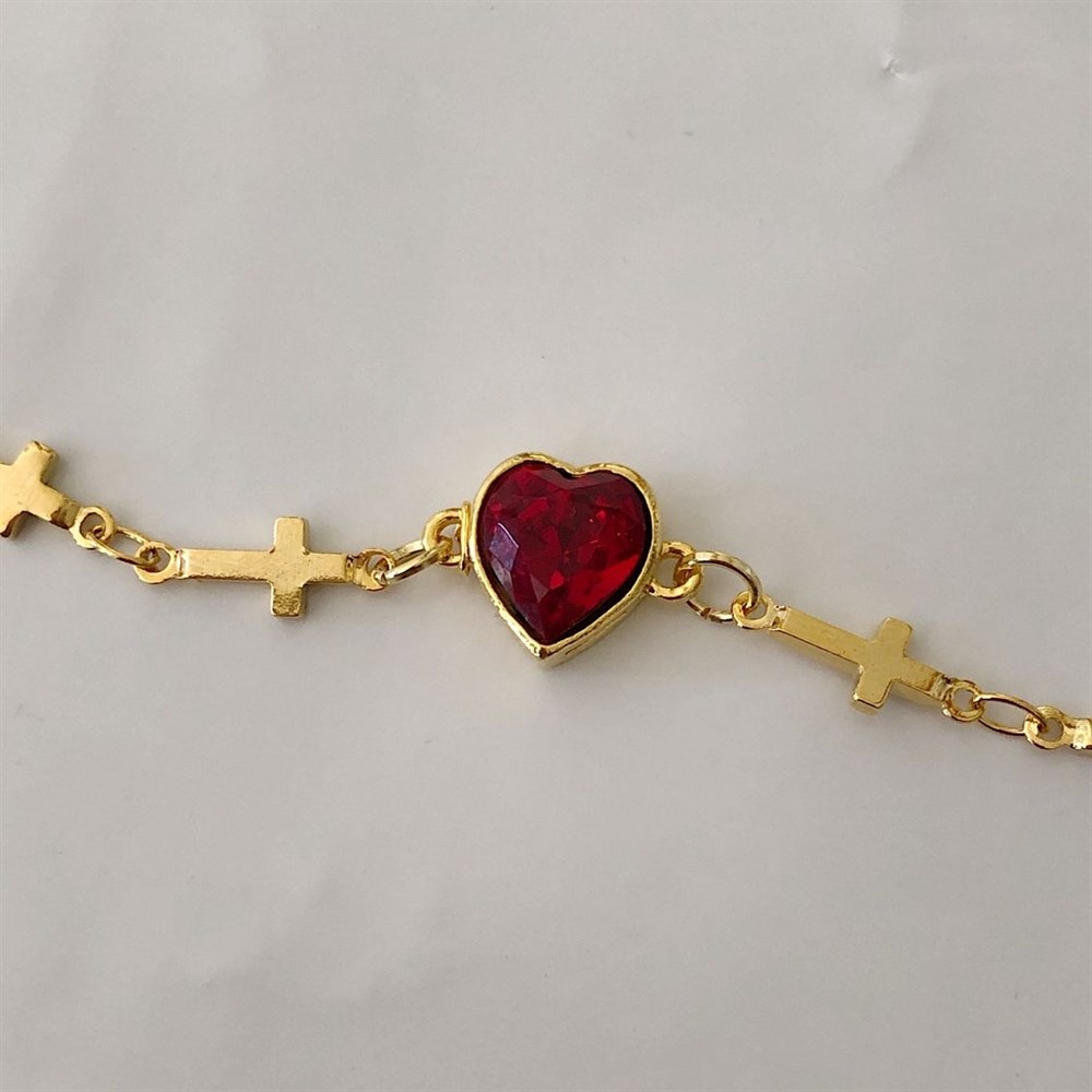 haç zincirli kırmızı kalp choker