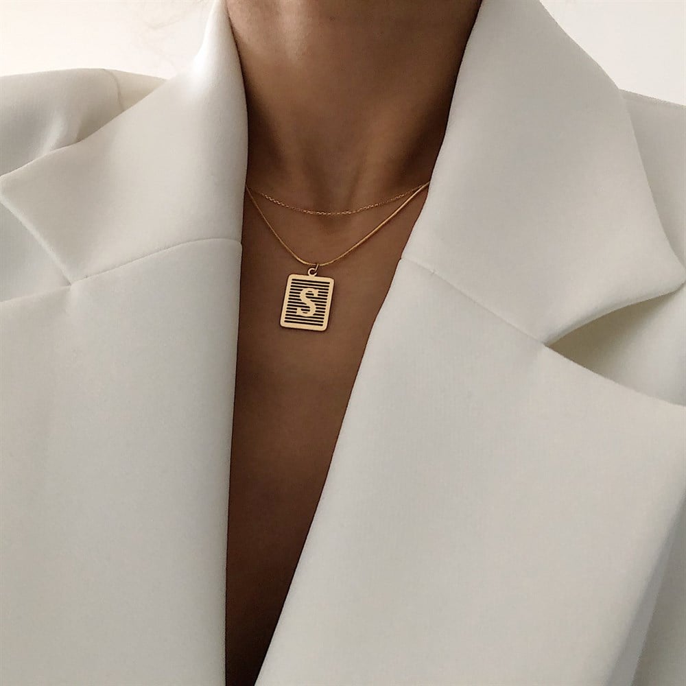 harfli dikdörtgen tabela kolye