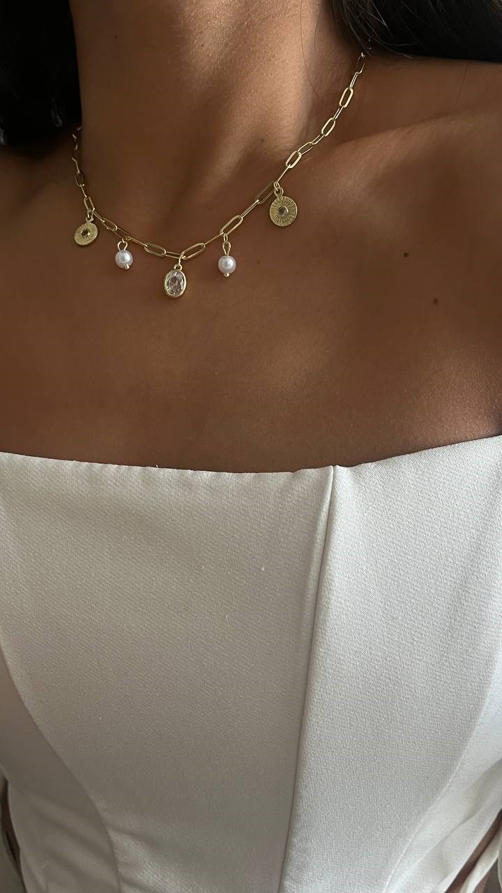 İncili Charm Dolu Kolye