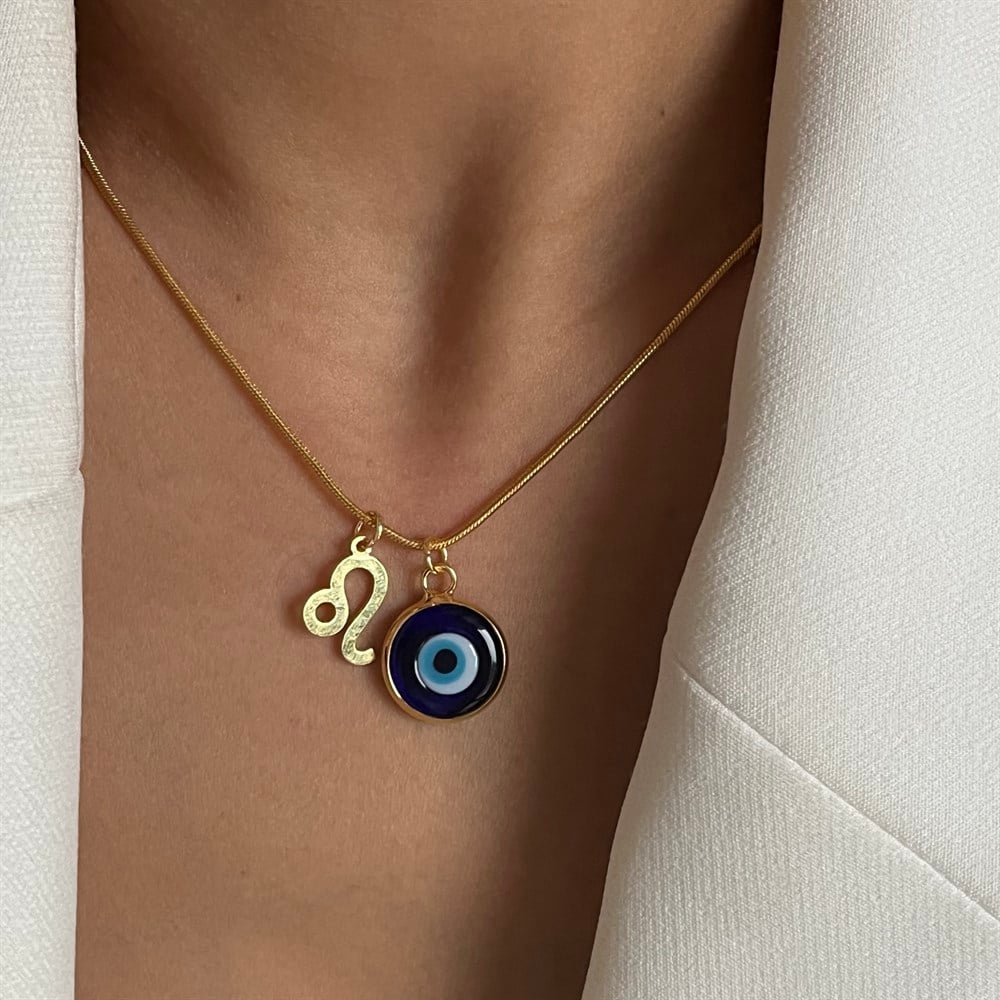 Kombin burç ile nazar boncuğu kolye