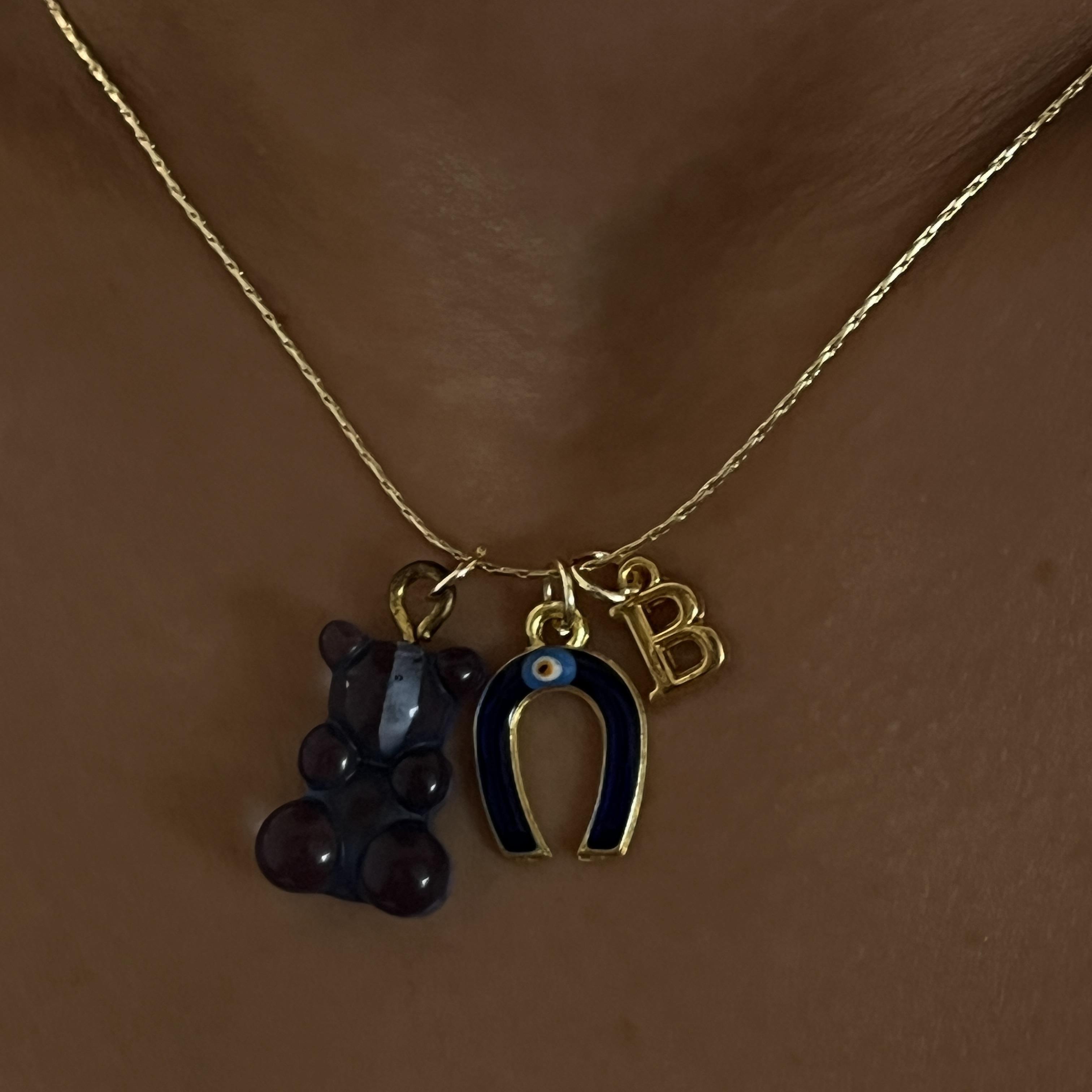 Mavi Kombin Kolye Seti Harf Jelibon Nal