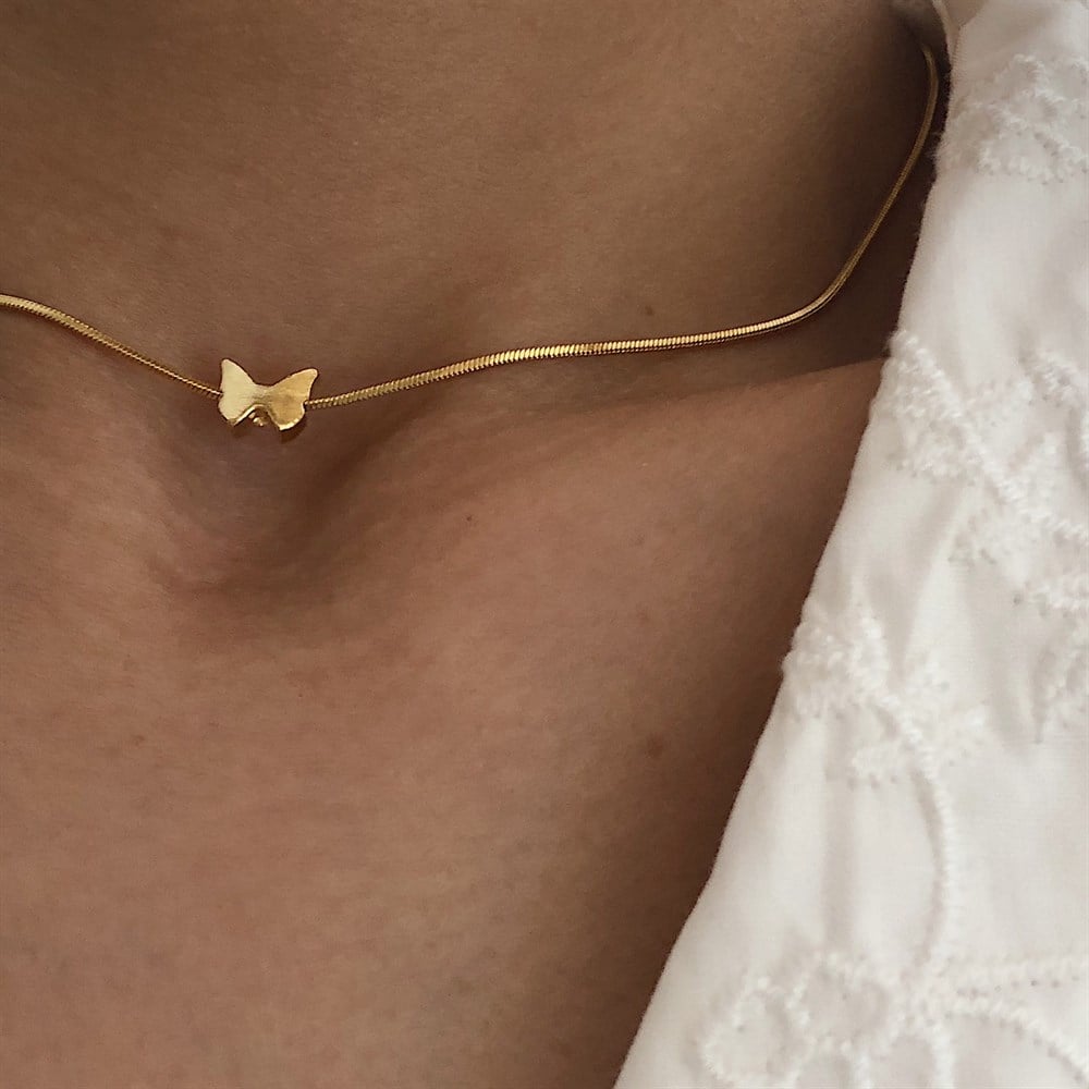 mini gold kelebek kolye