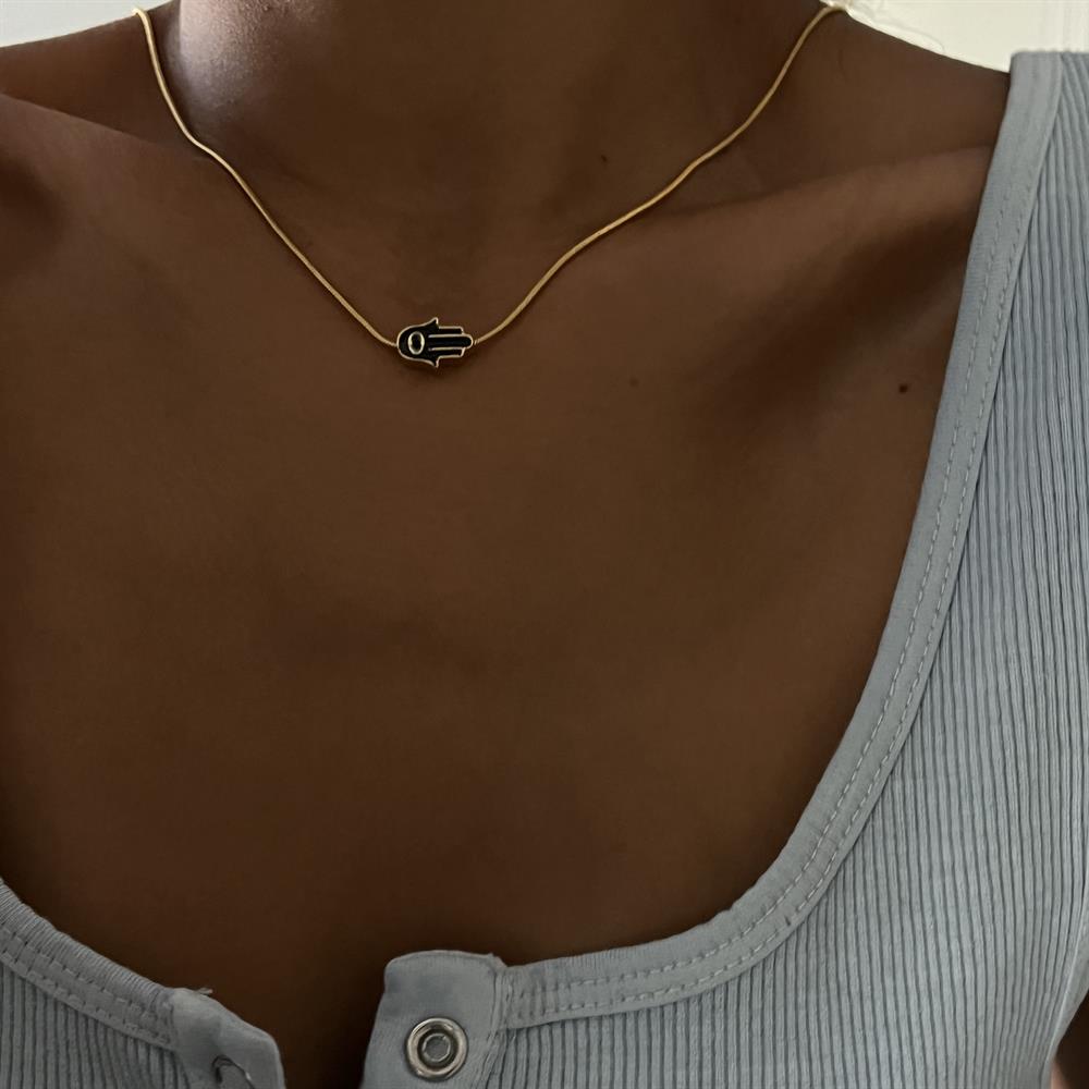 Mini Lacivert Fatma Ana Eli Kolye