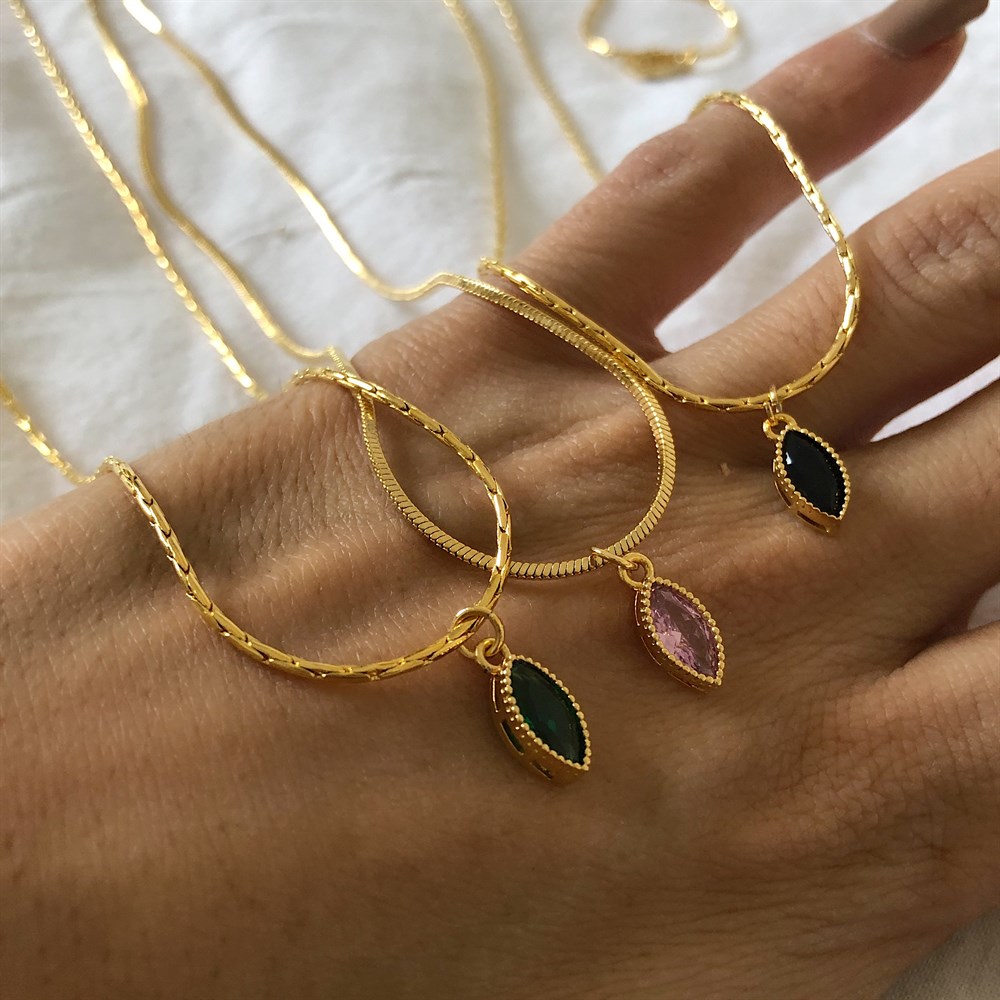 mini renkli taşlı kolye