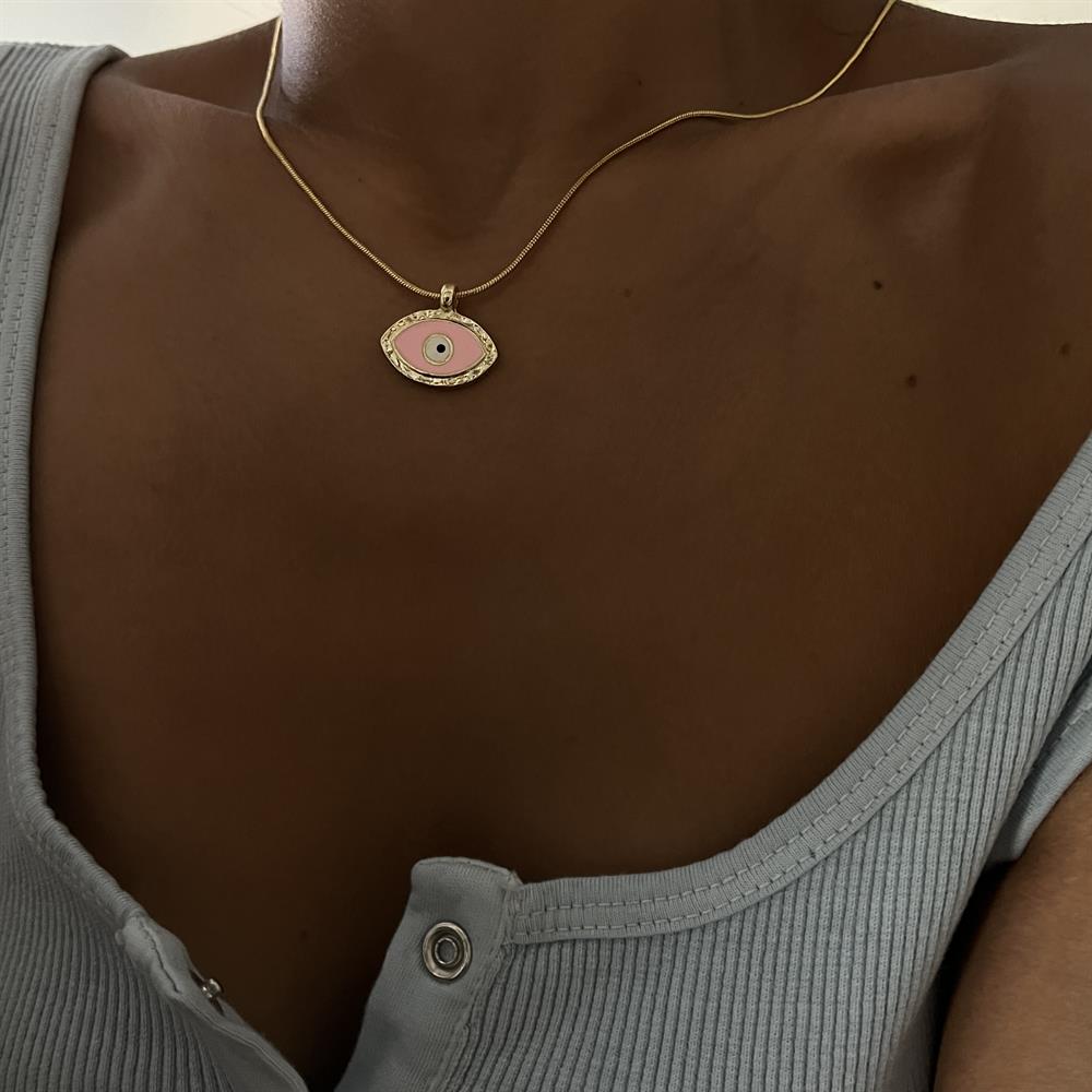 Pembe Badem Göz Kolye