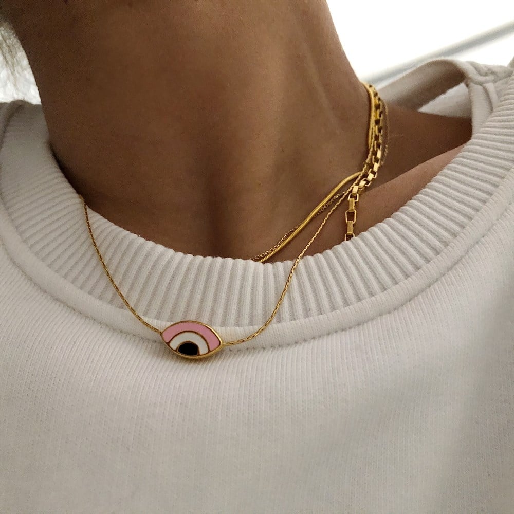 pembe göz kolye