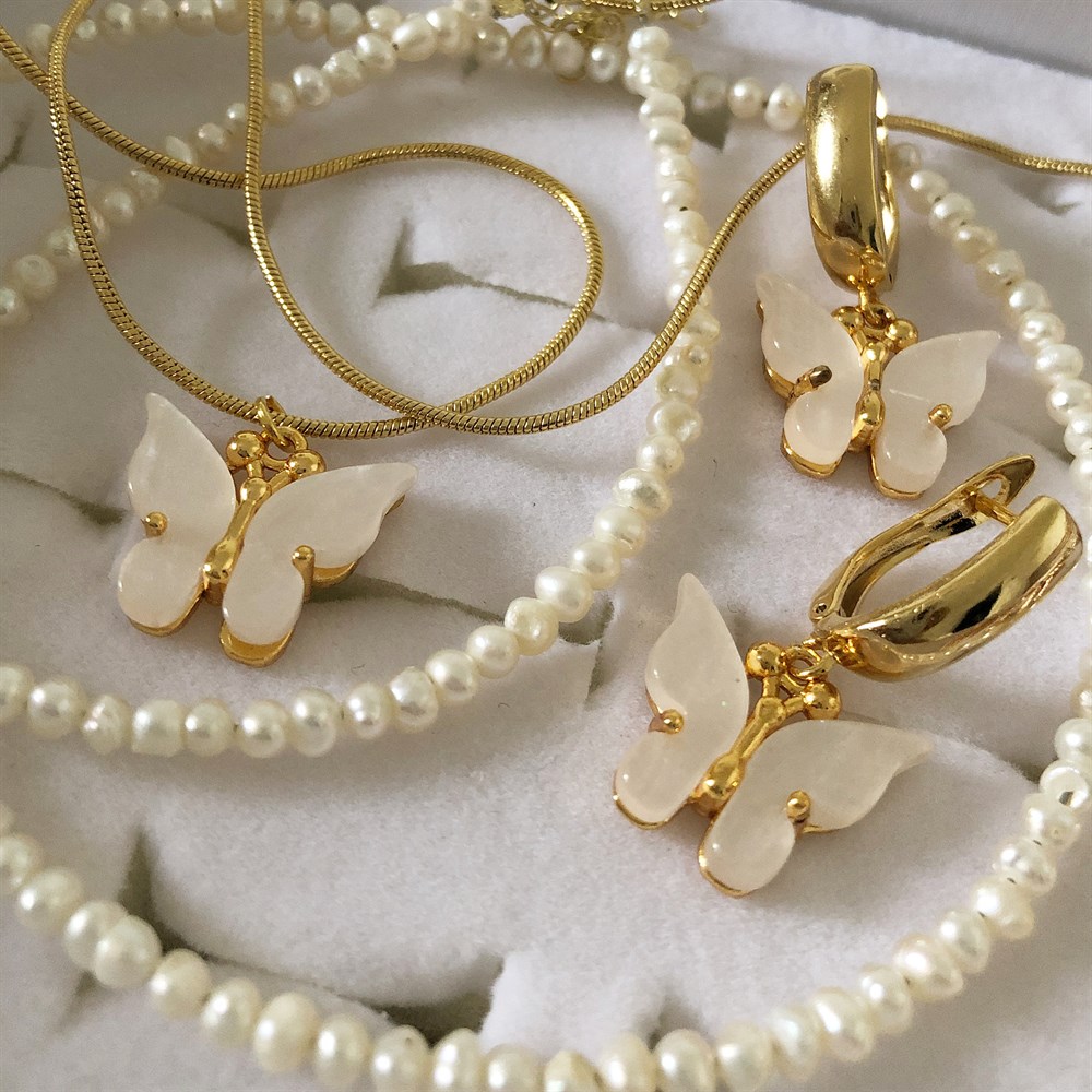 SET kelebek kolye ve küpe