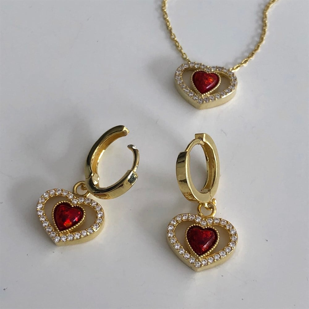 Set Mavi Opal Taşlı Kolye Ve Küpe