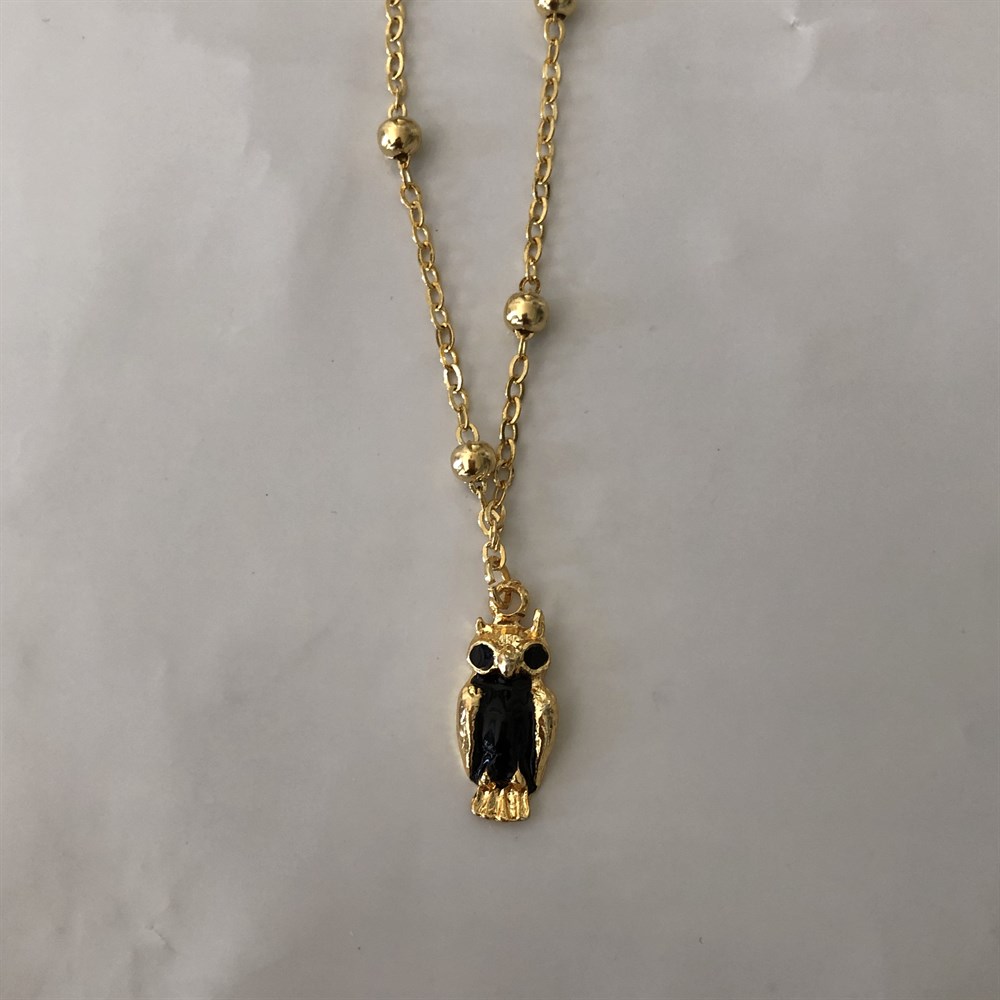 siyah baykuş kolye