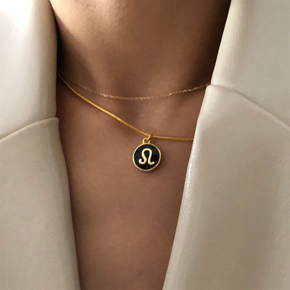 siyah mineli burç kolye