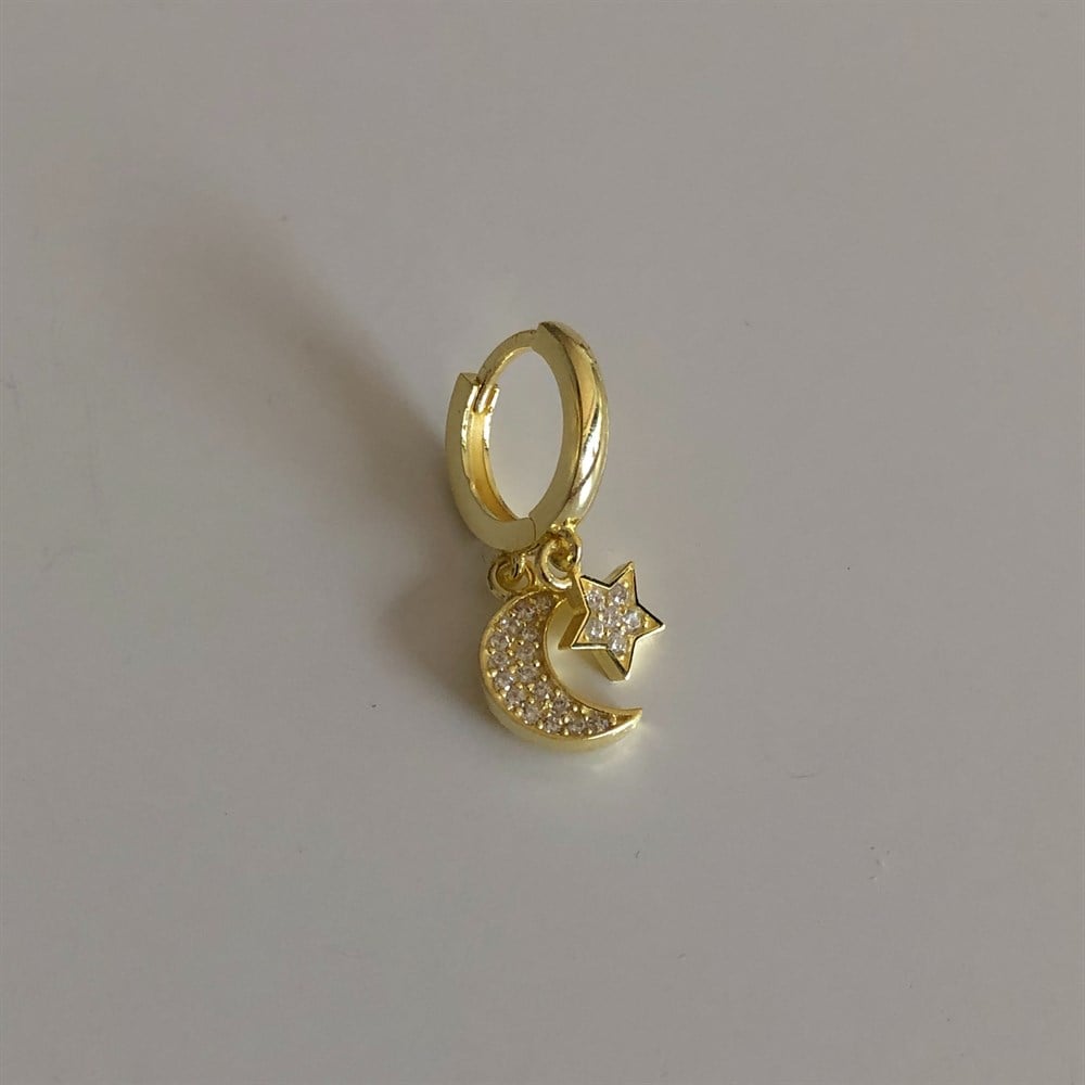 taşlı ay yıldızlı küpe 925