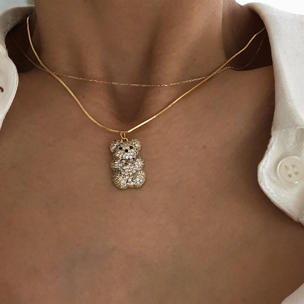 taşlı ayıcık kolye