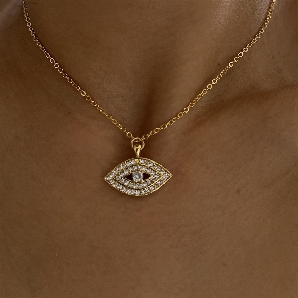 Taşlı badem göz kolye