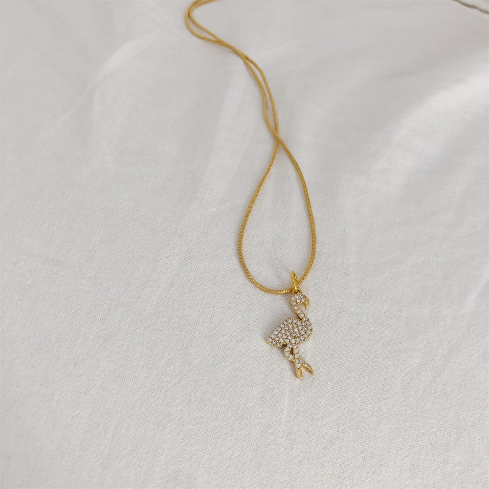 taşlı flamingo kolye