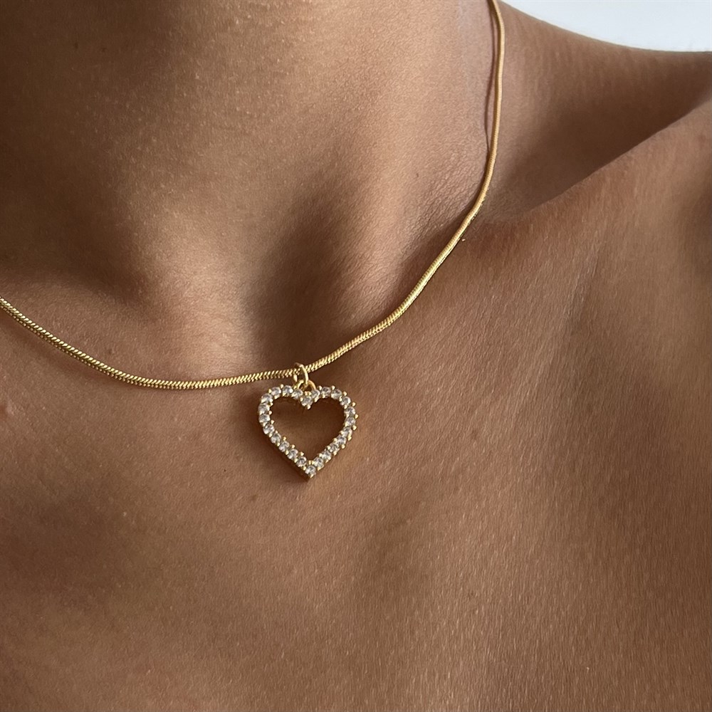 Taşlı mini kalp kolye