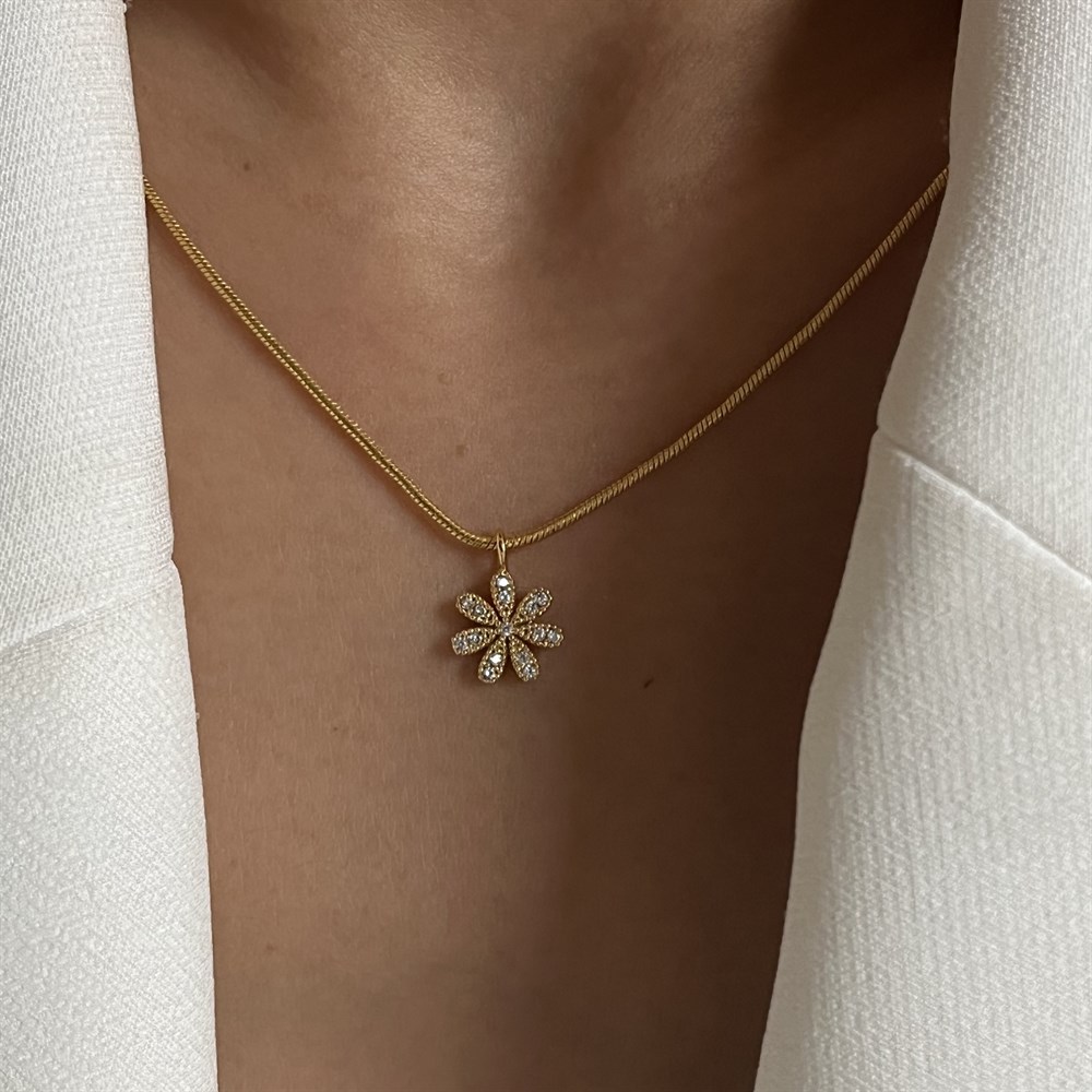 Taşlı papatya kolye