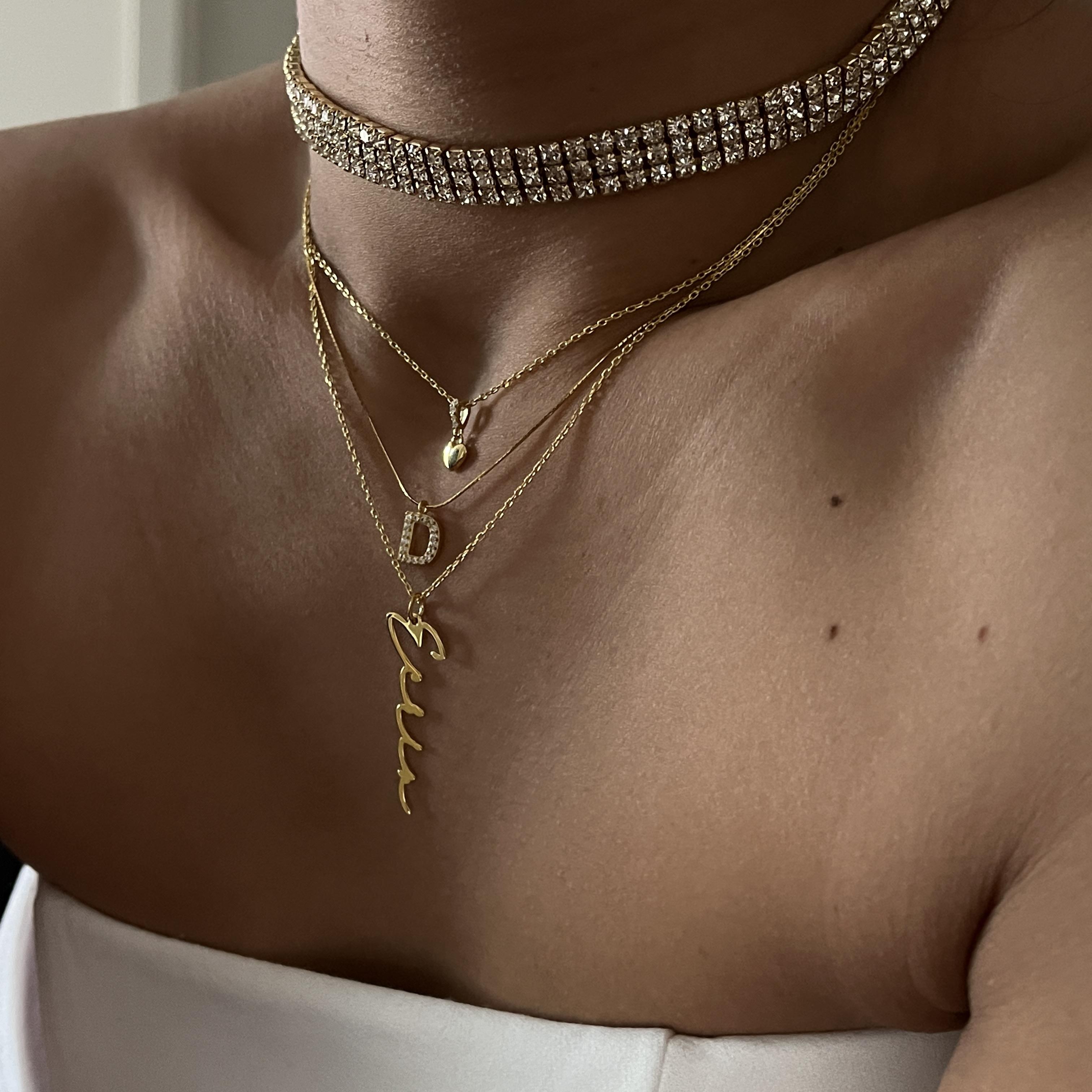 Üç sıralı su yolu choker kolye