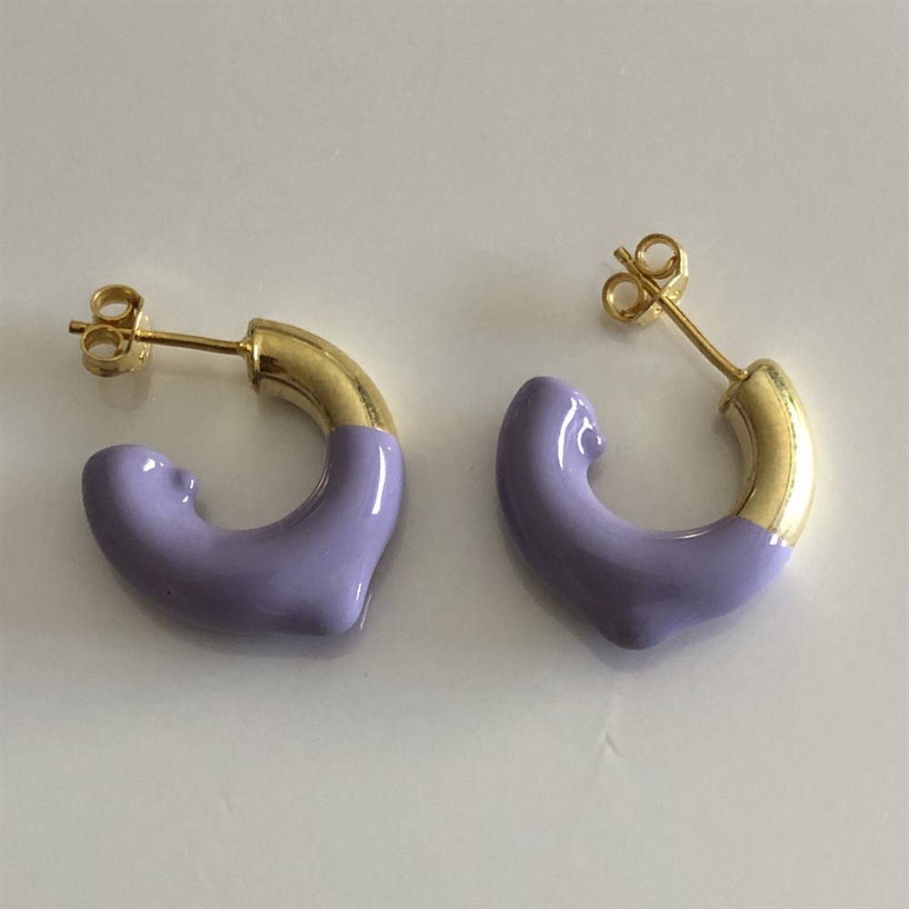 Yarı mineli mor halka küpe