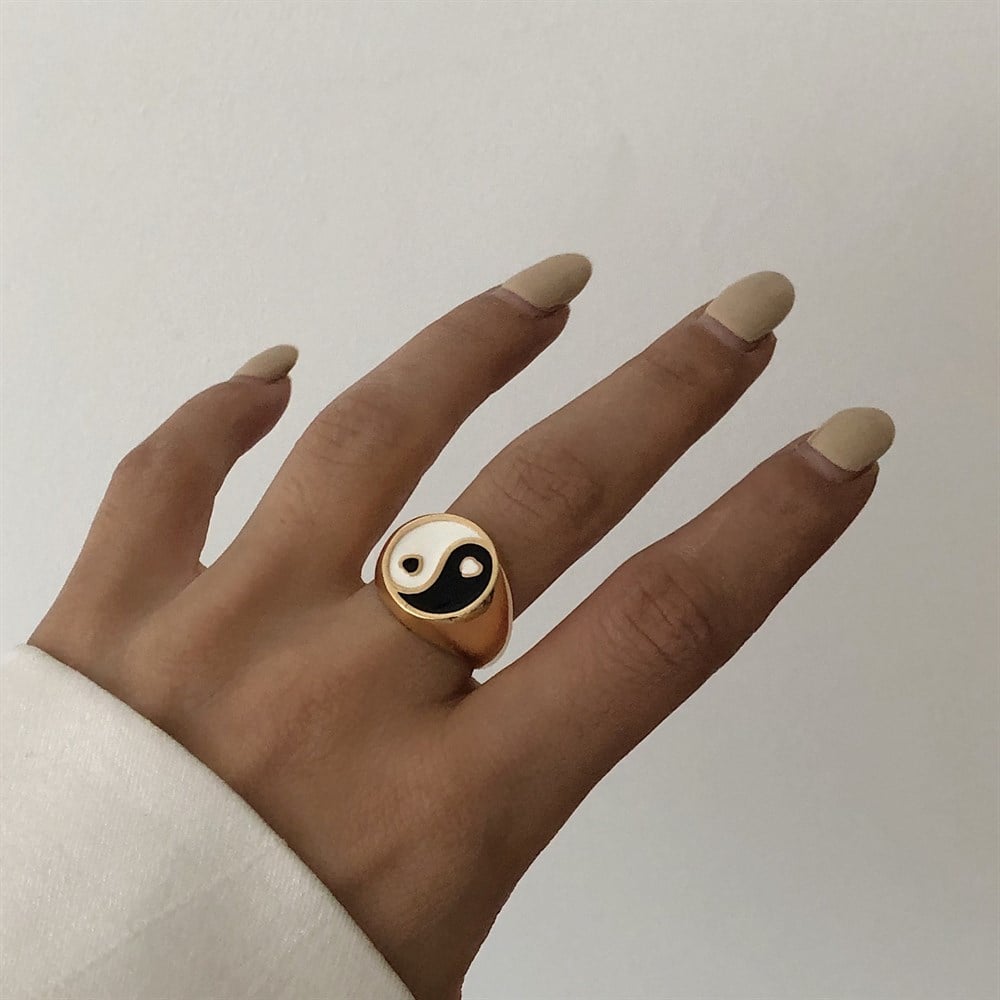 yin yang yüzük SİYAH BEYAZ