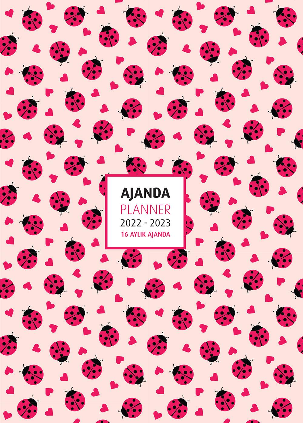 2022 - 2023 16 Aylık Ajanda Ladybugs 12x17cm