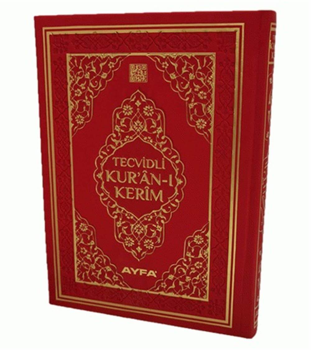KIRMIZI TECVİDLİ KURANI KERİM-TERMO DERİ - RAHLE BOY MÜHÜRLÜ