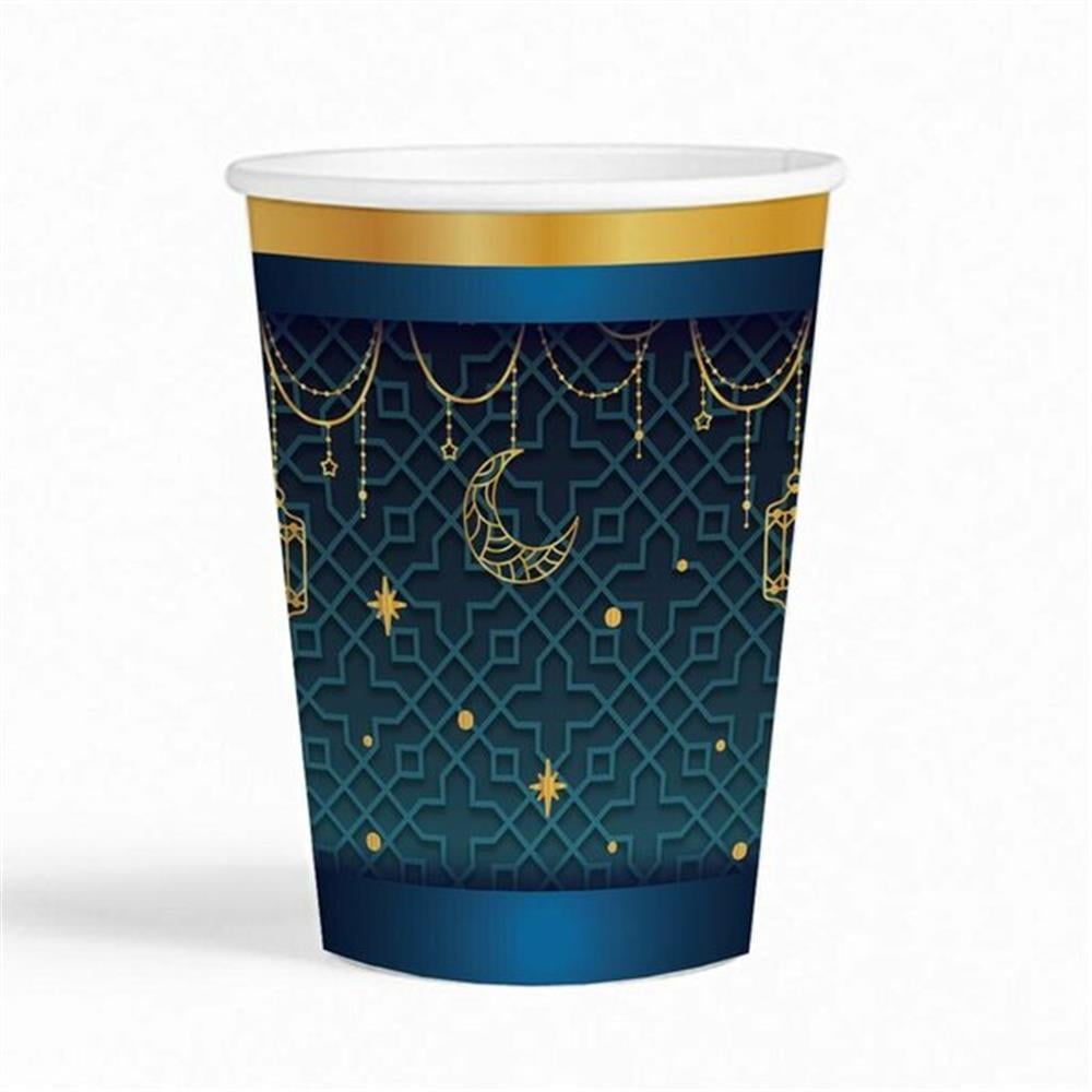 8Lİ KARTON BARDAK YALDIZLI RAMAZAN LACİVERT TEMA