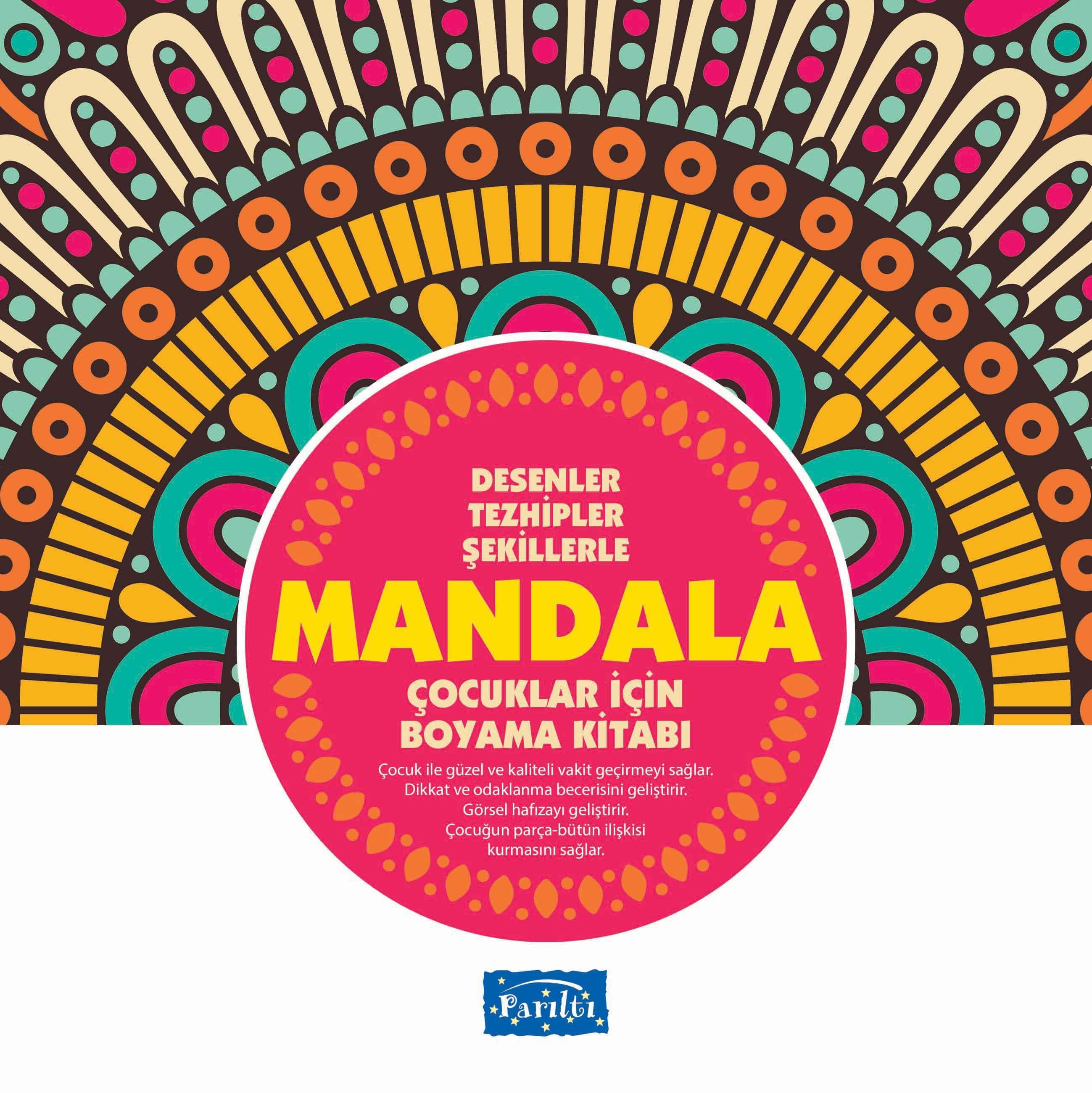 Desenler Tezhipler Şekillerle Mandala - Pembe Kitap - Çocuklar İçin Boyama Kitabı