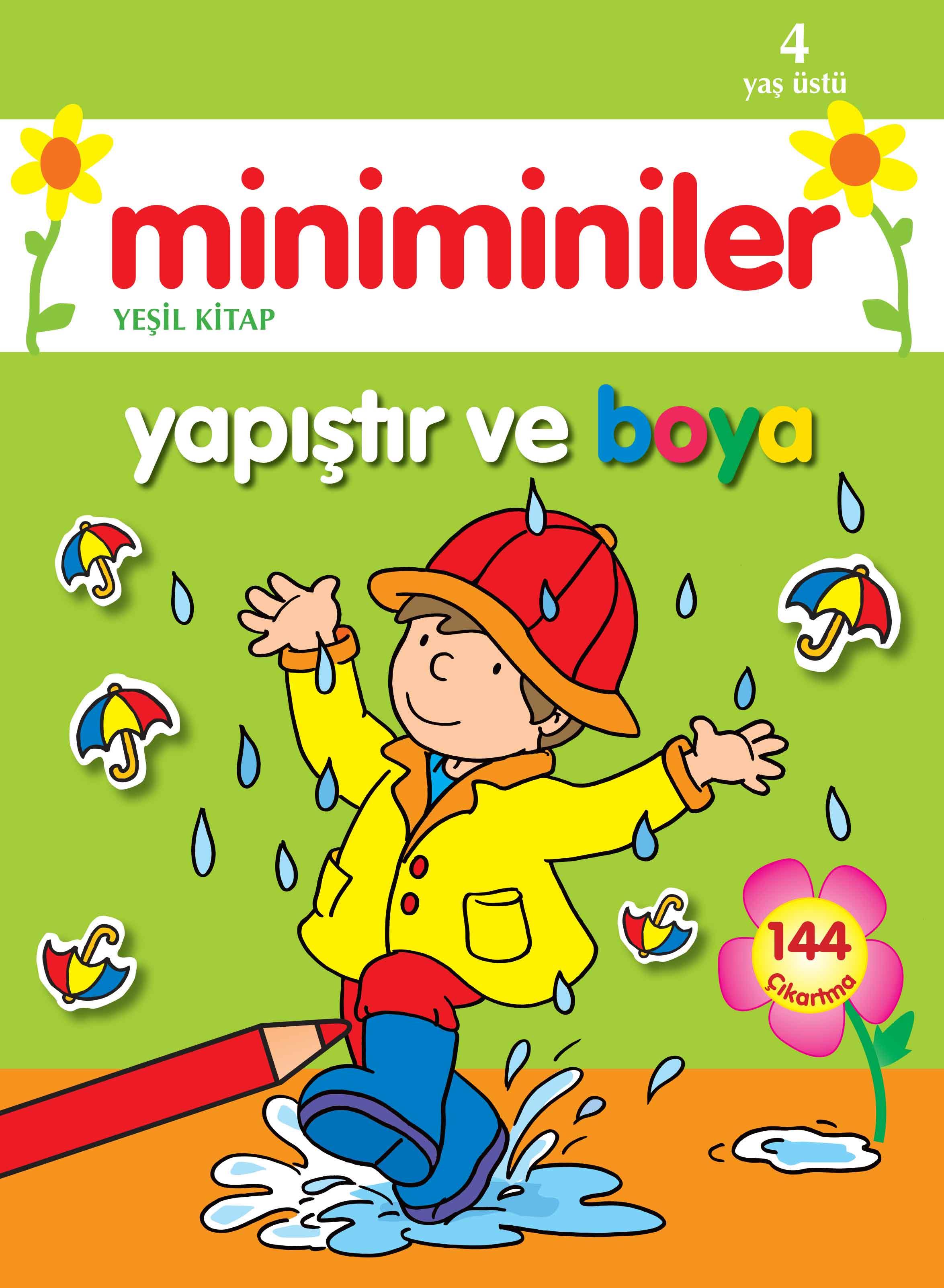 Miniminiler Yapıştır ve Boya (Yeşil Kitap)