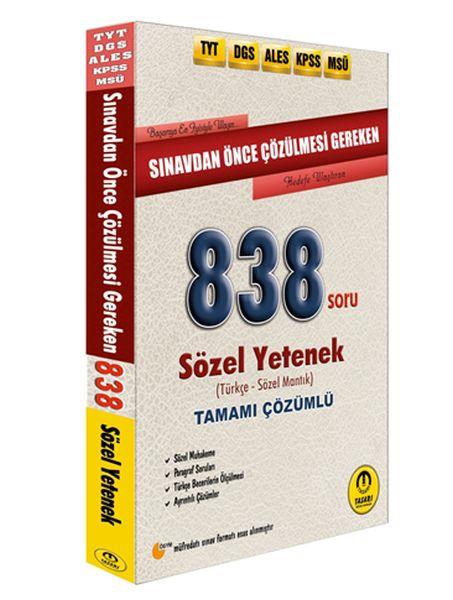 Tasarı DGS ALES TYT KPSS Öncesi Çözülmesi Gereken Sözel Yetenek 838 Soru (Yeni)