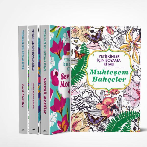 Yetişkinler İçin Boyama Kitabı - 4 Kitap Takım