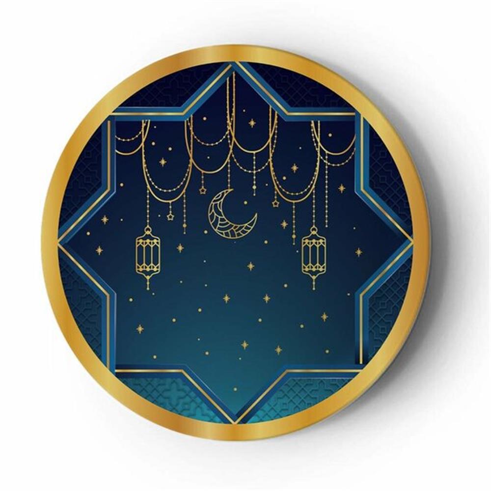 8'Lİ KARTON TABAK YALDIZLI RAMAZAN LACİVERT TEMA
