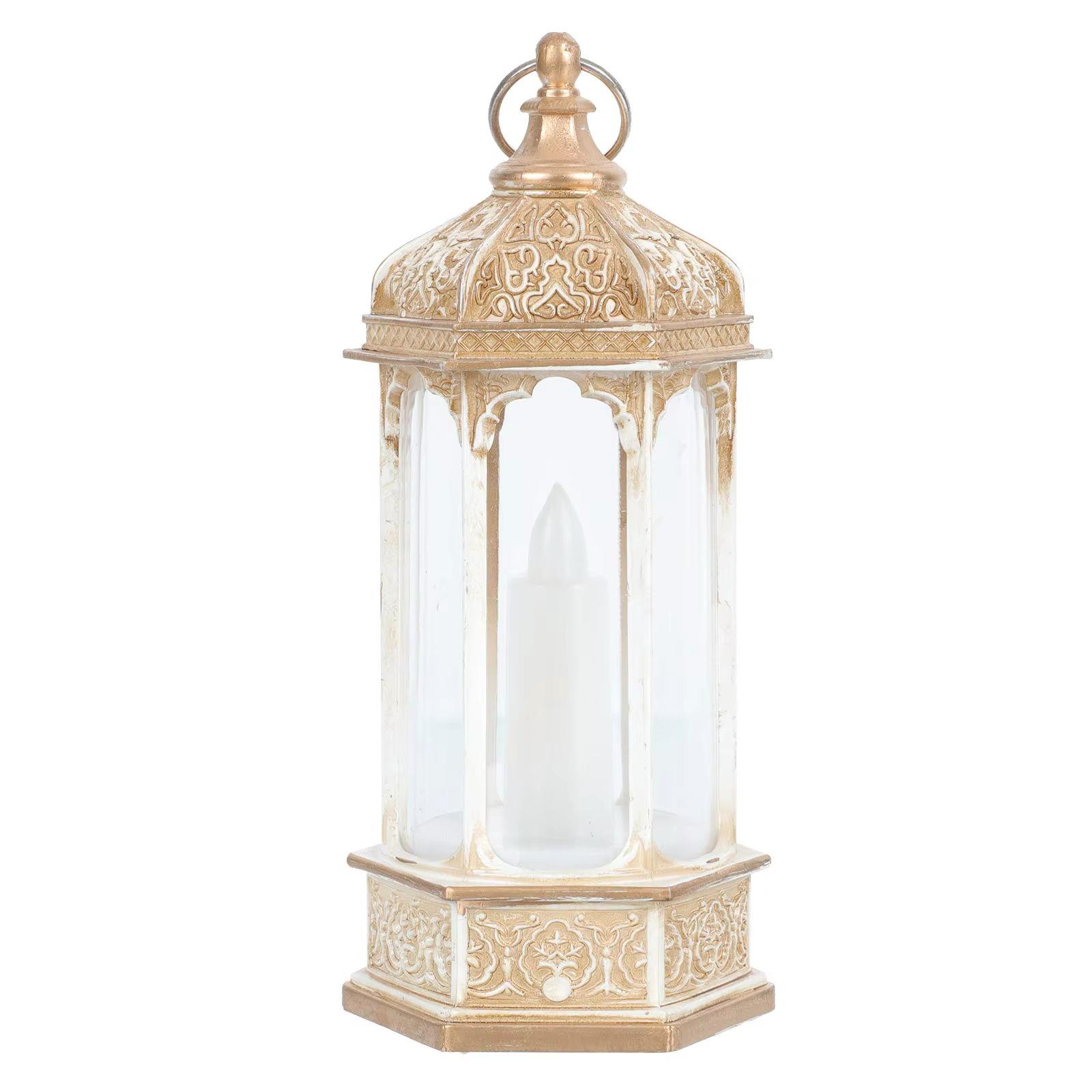 El Feneri LED Mum Işıklı Bronz 14cm