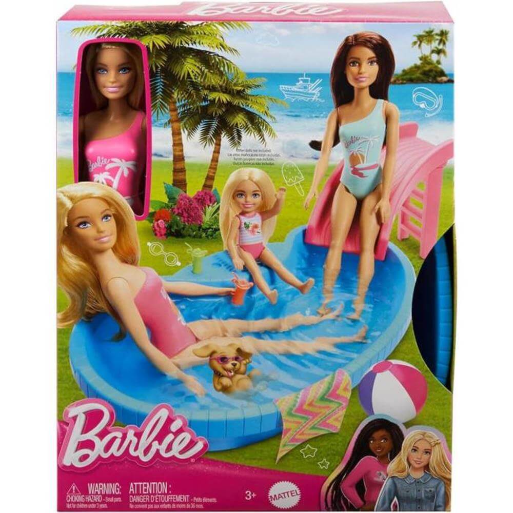 Mattel Barbie Doll With Pool Slide Playset