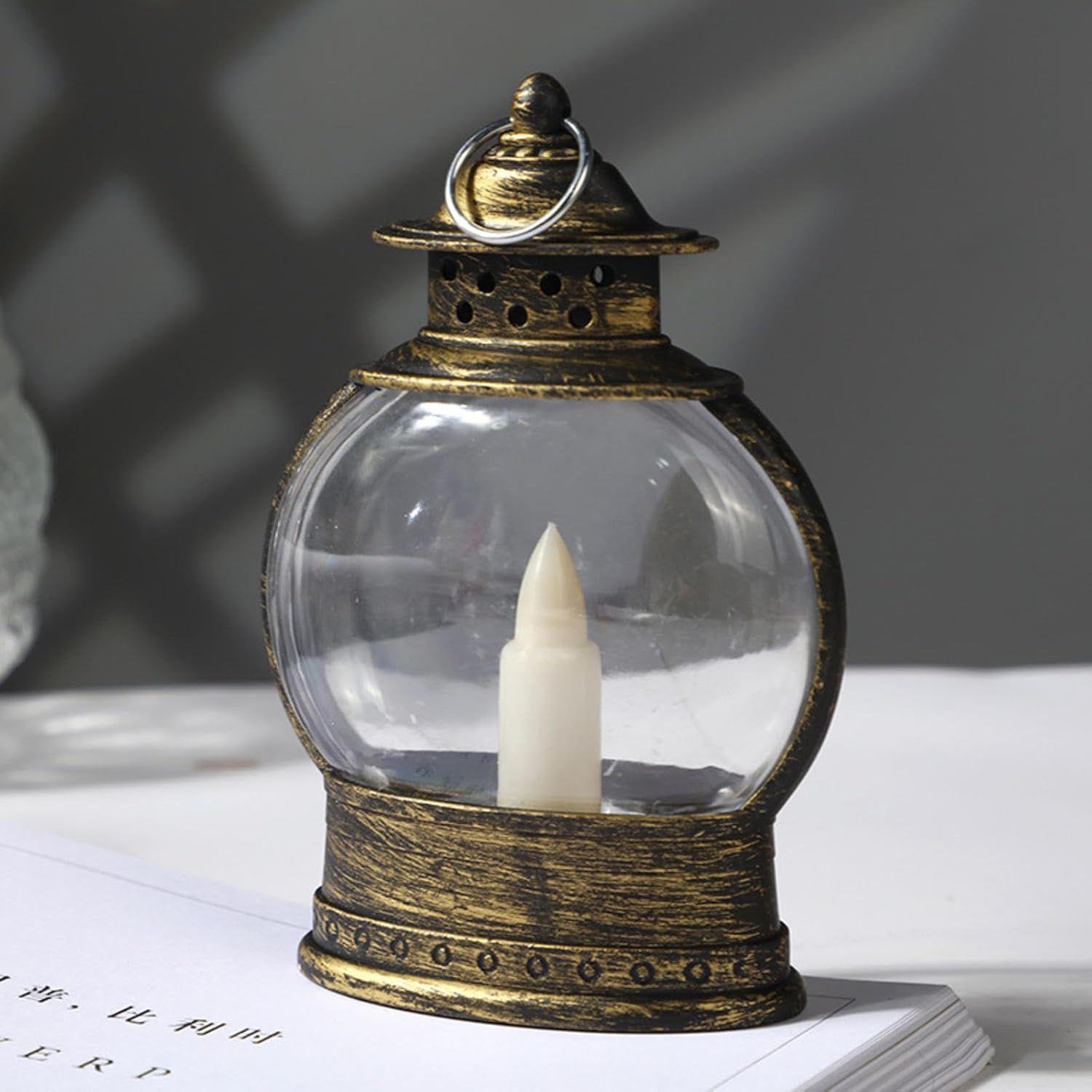 El Feneri LED Mum Işıklı Kahverengi 14cm