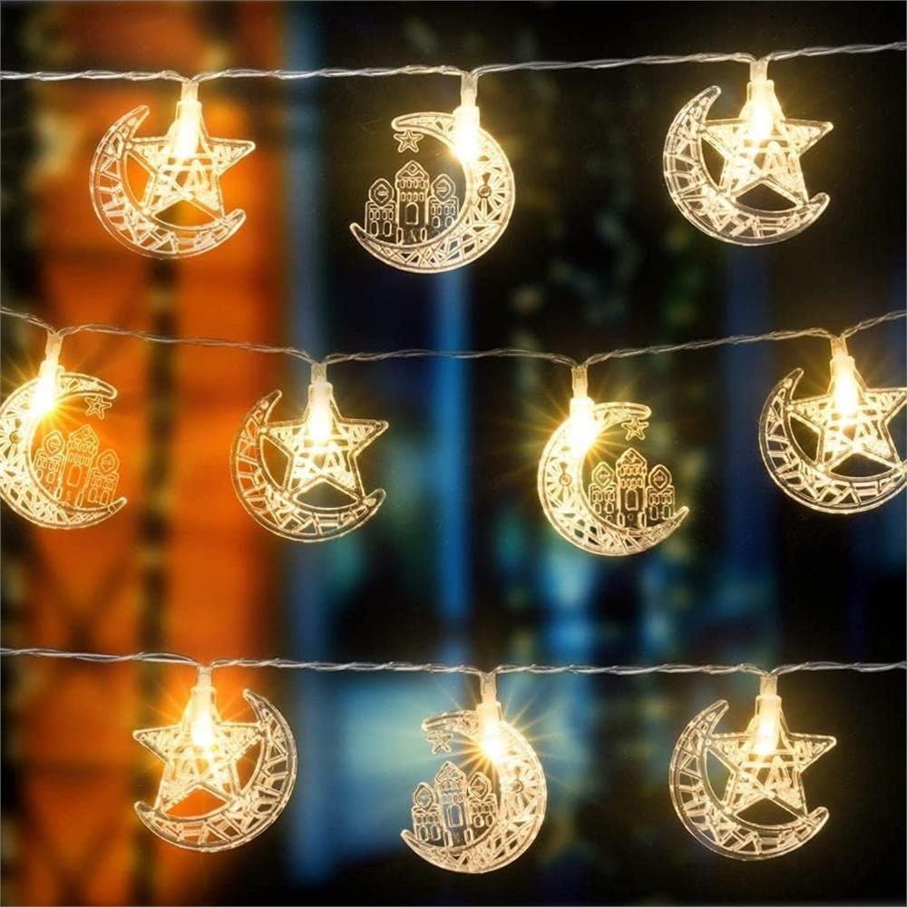 Ramazan bayram ışık zinciri, yıldız, ay, Müslüman Ramazan LED ışıkları, Ramazan ev dekorasyonu, parti aksesuarı
