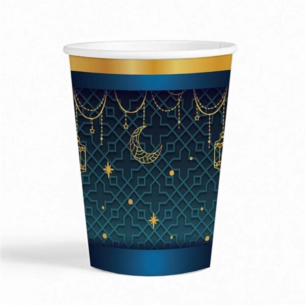 8'Lİ KARTON BARDAK YALDIZLI RAMAZAN LACİVERT TEMA
