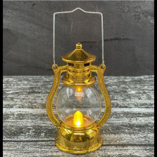 El Feneri LED Mum Işıklı Altın 14cm