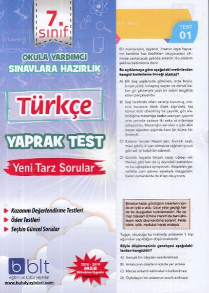 Bulut 7. Sınıf Türkçe Yaprak Test (Yeni)