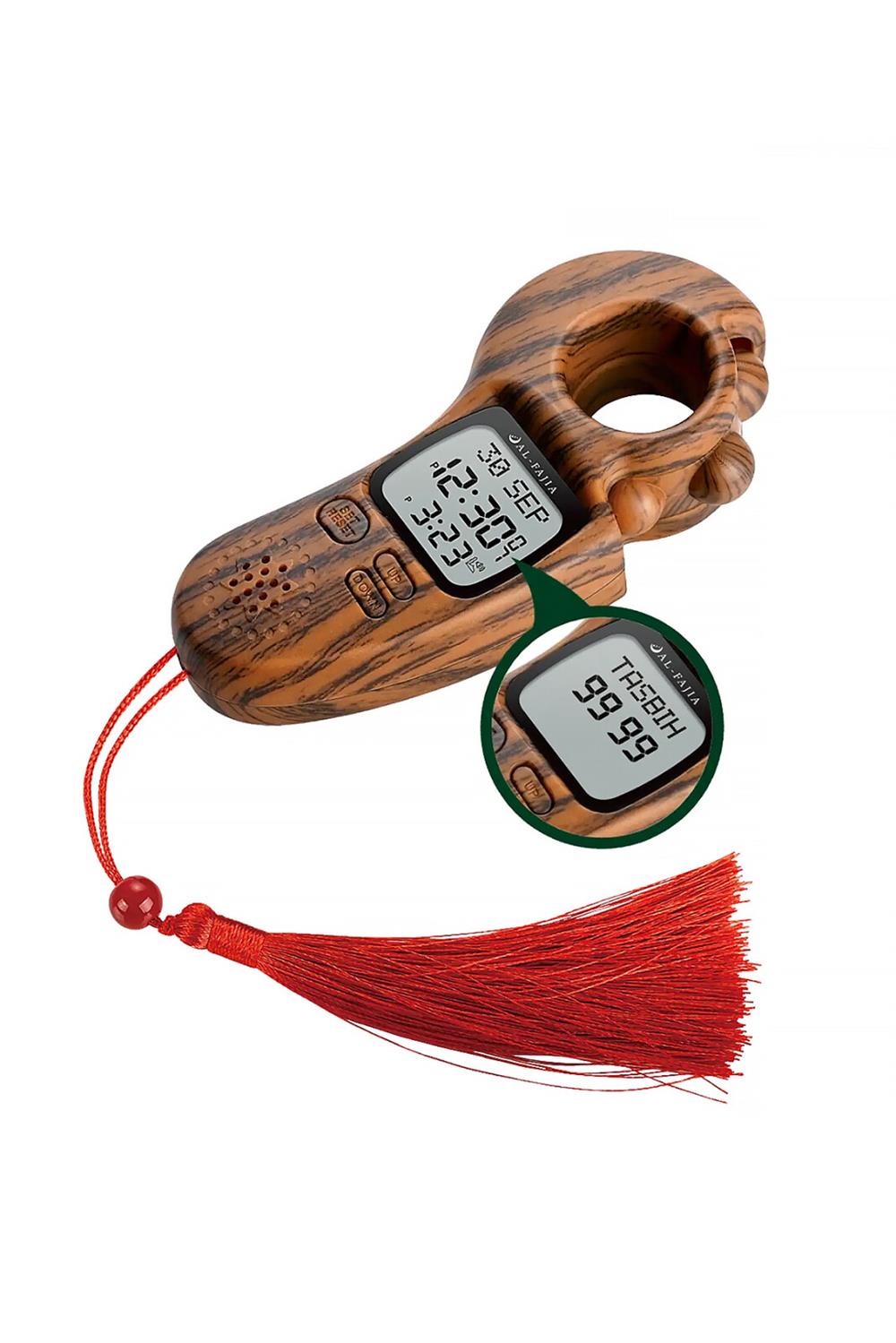 Ezan Okuyan Işıklı Sesli Kaydırmalı Al-Fajia Dijital Sayaç Tesbih Zikirmatik Açık Kahve
