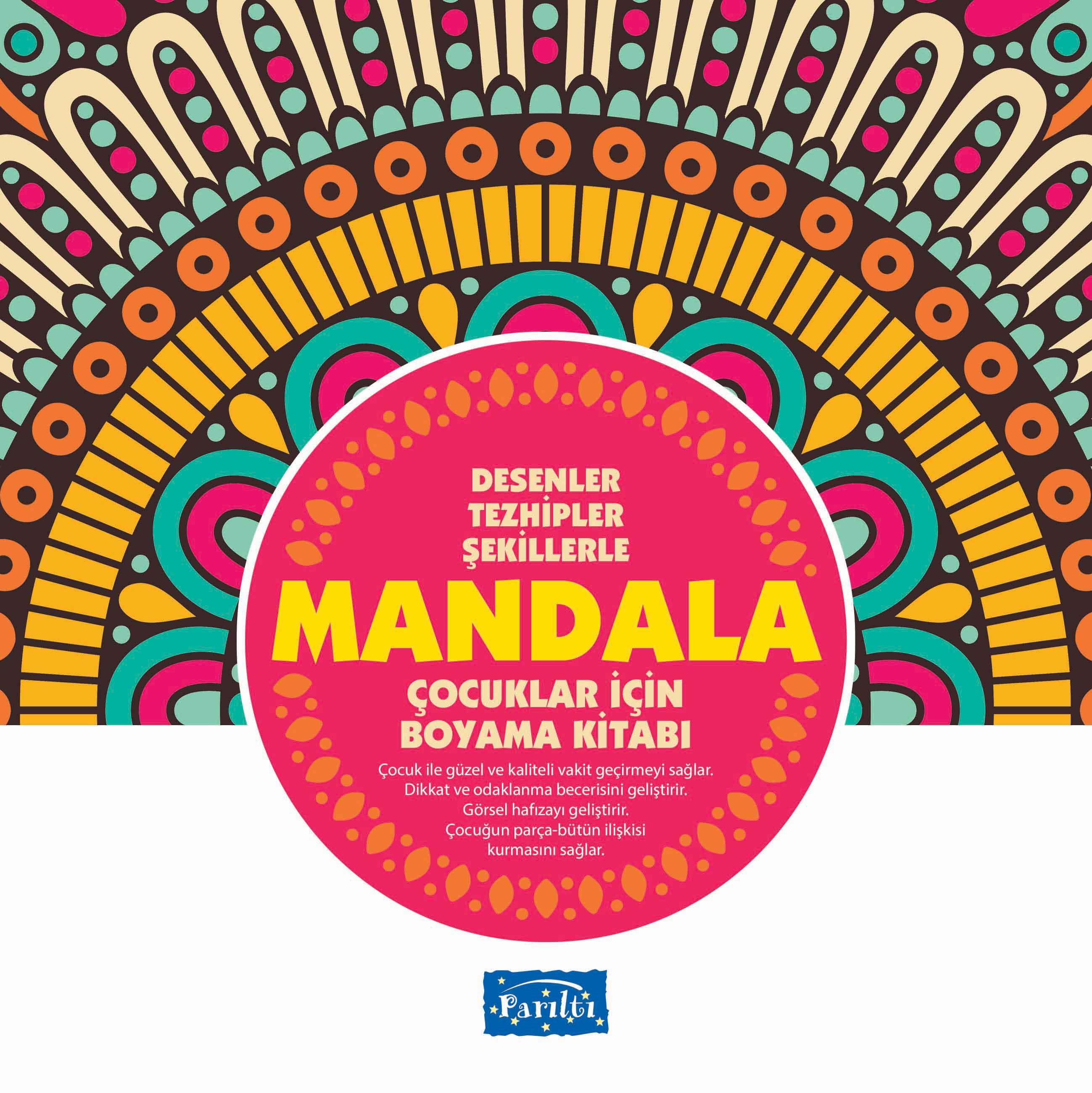 Desenler Tezhipler Şekillerle Mandala - Pembe Kitap - Çocuklar İçin Boyama Kitabı