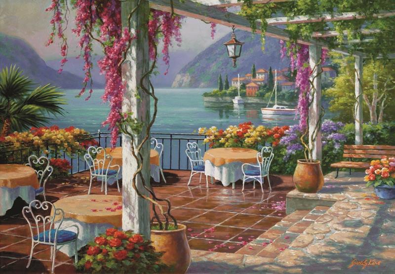 Mor Salkımlı Teras (Puzzle 500) 3578