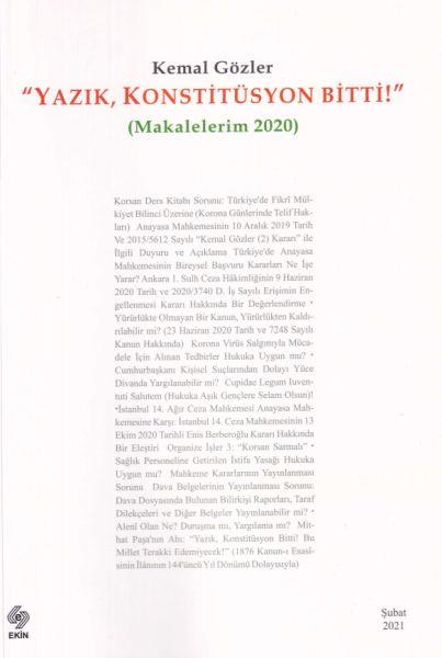 Yazık Konstitüsyon Bitti - Makalelerim 2020
